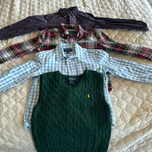 Ralph Lauren  size 7 boys three long sleeve shirts and one sweater